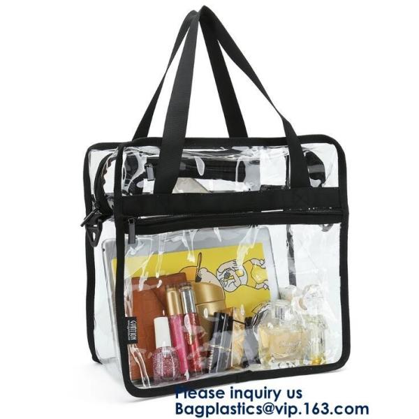 Clear PVC Bag With Zipper Interior Pouch And Detachable Shoulder Strap,Cosmetic Tote Bags With Zipper Closure, bagease