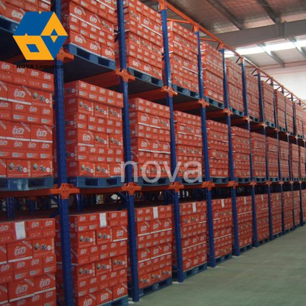 Quality Blue/Yellow/Customized Color Drive Through Pallet Rack System 1.5-2.5m Width for sale