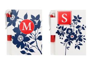 China Flower White Printed Personalized Notebooks With Pen , Custom Notepads on sale
