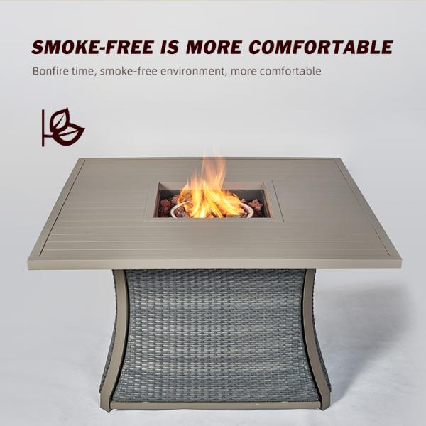 42 Inch Rattan Plaiting Rectangle Tabletop Fire Pit CE