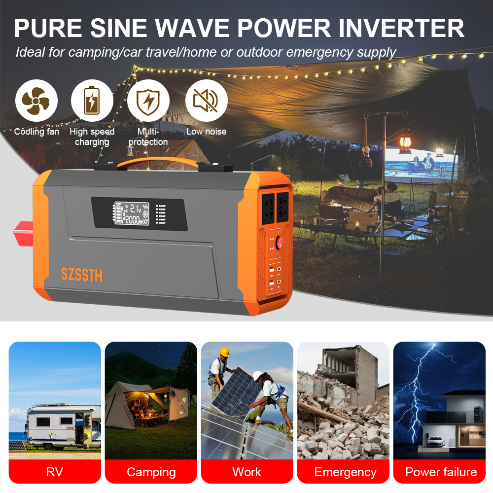 Single Output 1000W Power Inverter Dc 12V 24V To Ac 110V 220V Car Converter Rv Camping Portable Pure Sine Wave Car Inverter With Charger