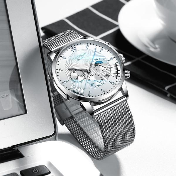 Factory Customized Alloy Band Fake Three Eye Calendar Big Dial Men Watch