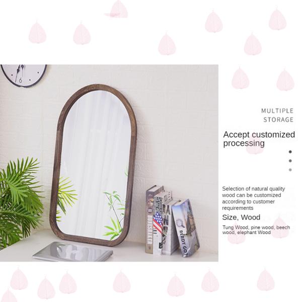 Modern Arch Full Length Antique Sticker With Wood Frame Mirror for Bathroom Decor