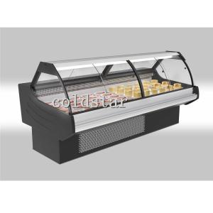 China Hot food display showcase deli display fridge with front curved glass on sale
