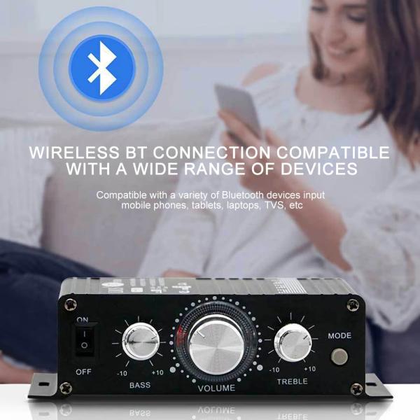 AK-270 12V Small Power Bluetooth Audio Amplifier 2.0 Channel Output HIFI Mini Power Amplifier for Home Theater Sound System