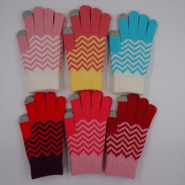 2017 Wave Pattern Customized Beautiful Jacquard Winter Magic Ladies Girls Touch Screen Gloves