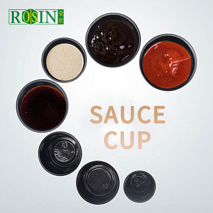 Black PP Disposable Sauce Container Food Grade High Transparency With Lids