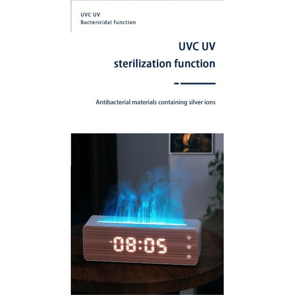 UVC Ultraviolet Sterilization Flame Humidifier With Clock Touch-Sensitive Controls
