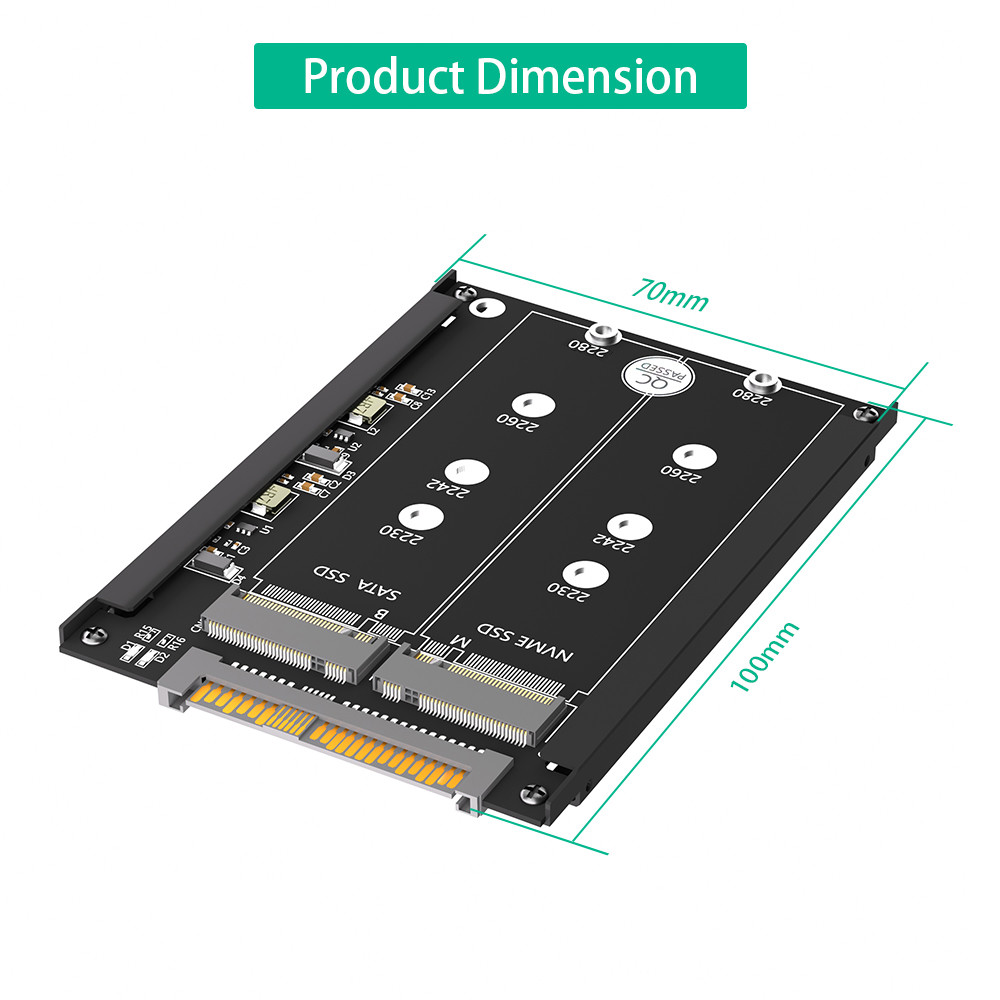 2 In 1 Combo PCI-E M.2 NVME SSD And B&M Key SSD To SFF-8639 U.2 Adapter