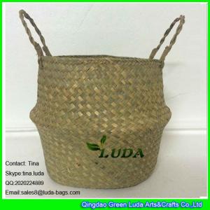 China LUDA classical hand-woven storage basket home essential seagrass straw basket on sale
