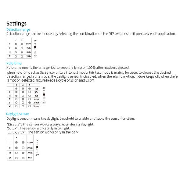 Detached Head AC Motion Sensor Switch DIP HNS205 1-10v Dimming