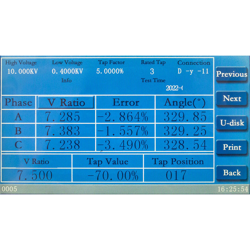 Digital Three Phase Transformer Turns Ratio Tester TTR