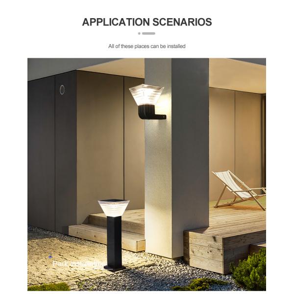 20W Square Deck to Dawn Solar Powered Wall Lights Upgraded Solar Fence Lamp 100lm