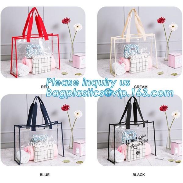 Summer Detachable Women Transparent PVC Handbag Shoulder Bag, handle shoulder strap sand vinyl tote clear pvc beach bag