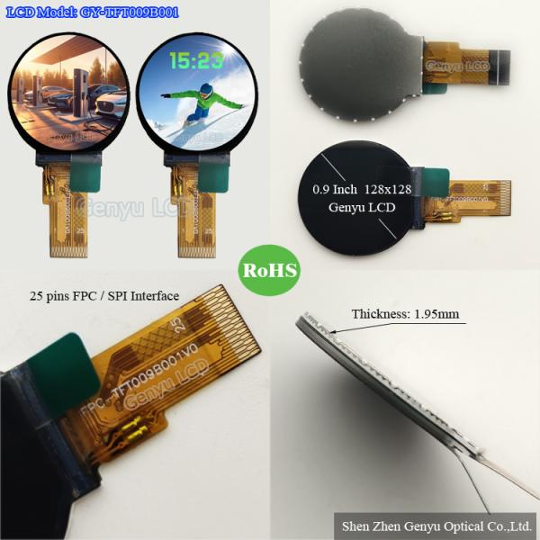 Small Size 0.9 Inch TFT LCD Display Round Shape 128x128 Resolution SPI Interface