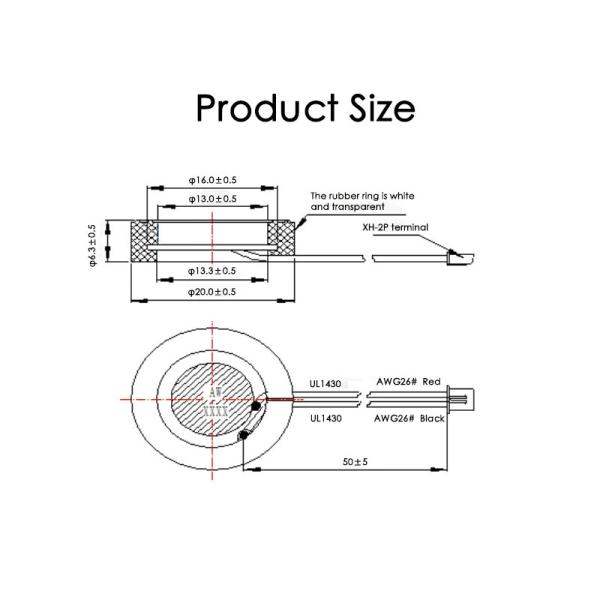 1.7MHz PZT Ultrasonic Humidifier Piezoelectric Transducer 24AWG Wire