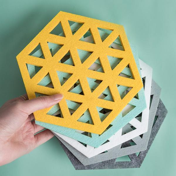 Custom Hexagon Drink Cup Hollow Decorative Felt Coaster Set Fancy For Gift