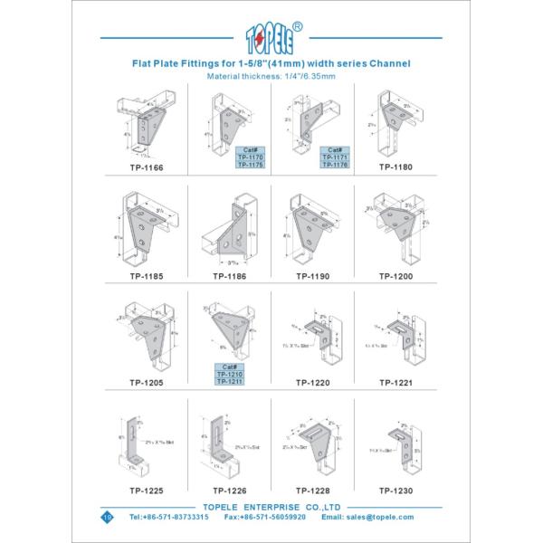 Low-carbon Steel Flat Plate Unistrut Channel, Strut Channel Connecting Fitting with Holes