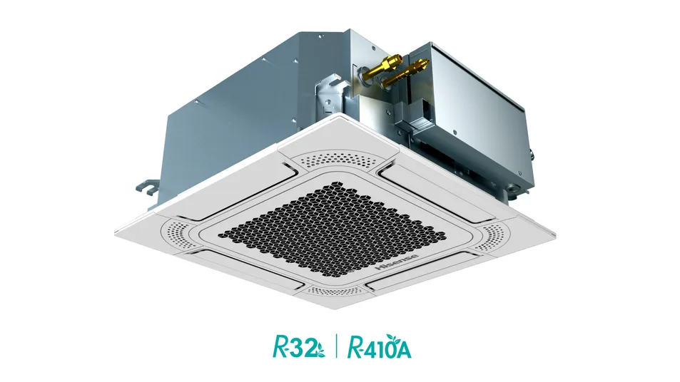 Hisense 4-Way Mini Cassette Indoor Unit showing sleek ceiling-mounted design