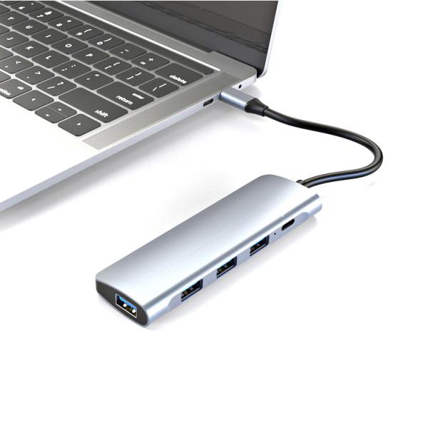 5 In 1 PD Port Multiple Superspeed USB C HUB Adapter ABS Aluminum Alloy