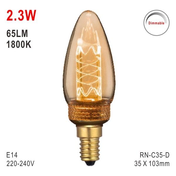 Quality E14 LED C35 Bulb, Deco Light, Fashionable Glass Bulb, LED Lamp, Candle Light, Dimmable LED for sale