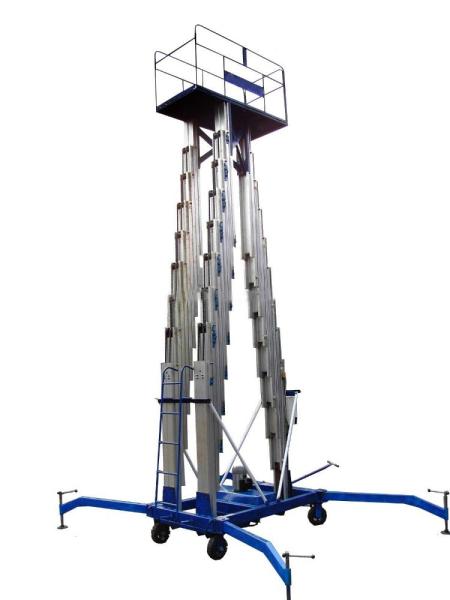 Quality Three Mast Order Picker Forklift Climbing Work Platform 21m Height Red Color for sale