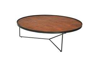 China Customized Round Metal Frame Coffee Tables Steady Solid Wood Coffee Table on sale