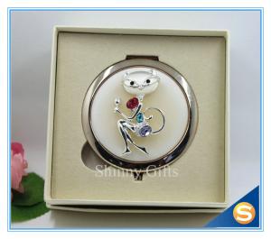 Wholesale Shinny Gifts High-Grade Fox Design Makeup Mirror Crystal Round Cosmetic Mirror from china suppliers