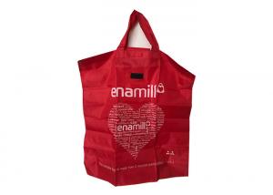 China Red Triangle Shape Folding Tote Bag With Velcro Loop Closure 190T Polyester Materials on sale