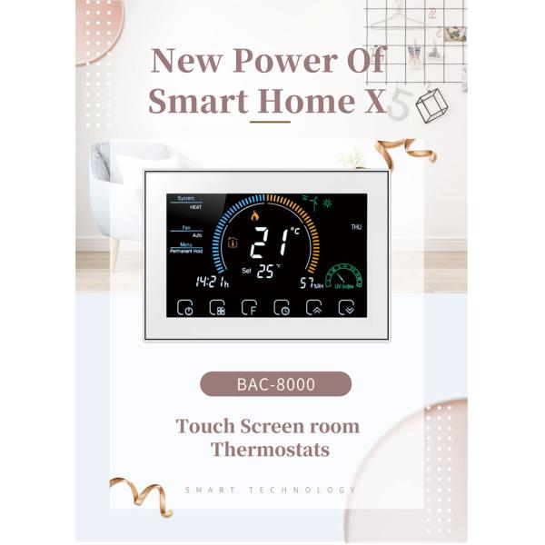 Tuya Alexa And Google Home Wi-Fi Room Smart Wireless Thermostat With Touchscreen Color Display
