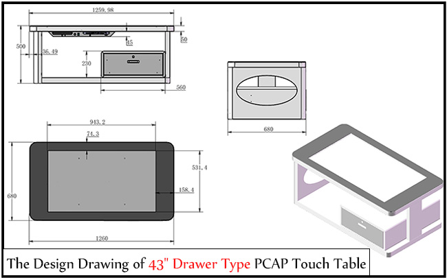 43 Inch Windows Board Dining Lcd Table Kiosk Interactive Multi Top Coffee Smart Touch Screen Table 