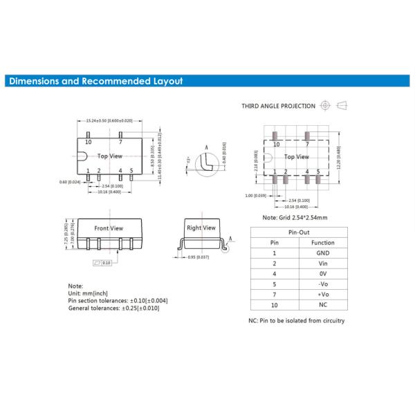 A05_XT-1WR3 DC DC Converter Module Flame Retardant Unregulated Dual Output