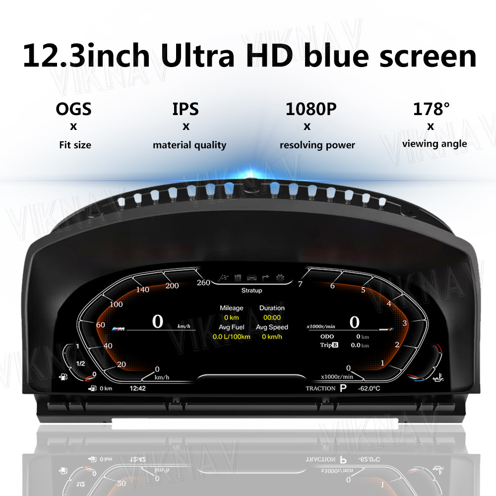 Viknav IPS Screen For BMW 7 Series E65 E66 (2001-2008) 12.3 inch Upgrade Smart Cluster Digital Dashboard Speedometer