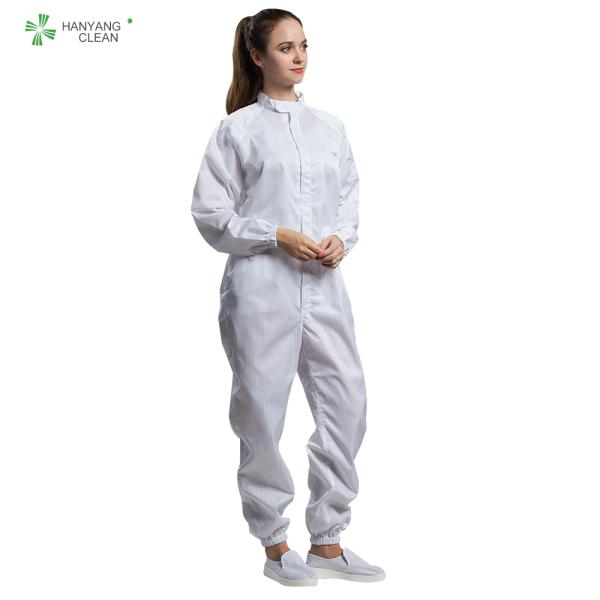 Anti Static ESD resuable workwear white color whit pen pocket conductive fiber for cleanroom