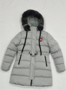 China Grey Ladies Long Puffer Coat With Fur Hood Quilted on sale