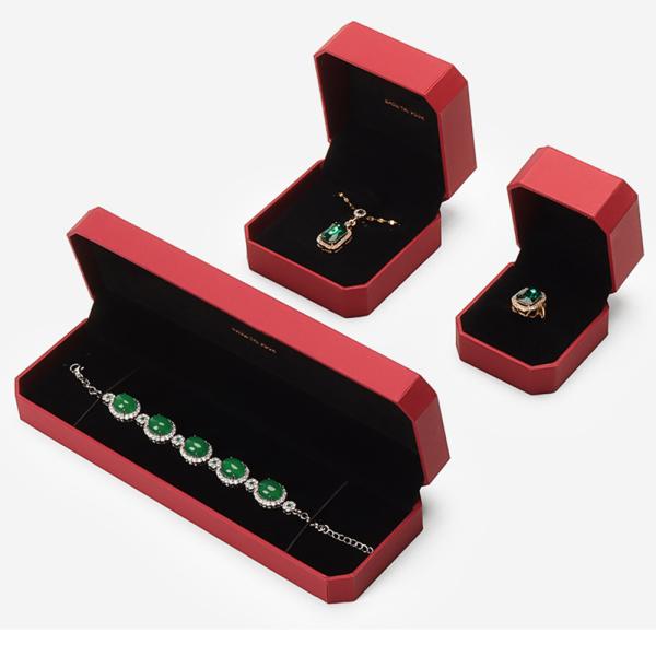 Red Leatherette Octagon Bangle Box for Jewelry Packaging