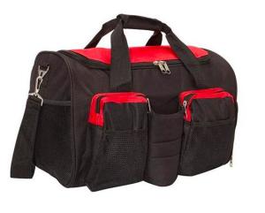 China Black 600D Polyester Gym Bag With Shoe Compartment OEM / ODM Acceptable on sale