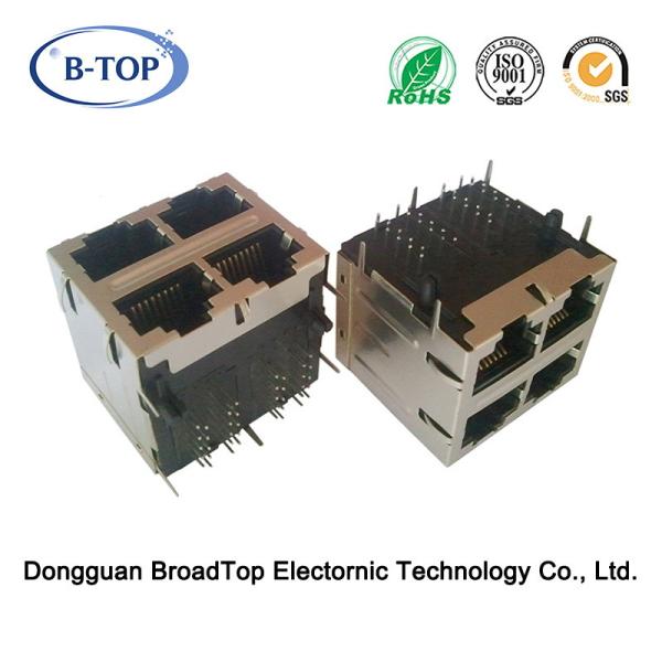 Quality Multiport RJ45 Gigabit Connector , Shielded RJ45 Connector 2x2 Port With Transfomrer W/O LED for sale