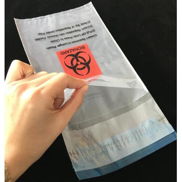 printing self adhesive biohazard waste bag, autoclave biohazard specimen transport bag, Medical Biohazard Plastic Poly B