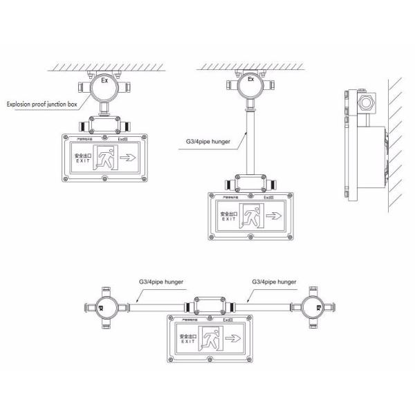 Stainless Steel Exit Sign With Emergency Lights Anti Corrosive Hanging Type