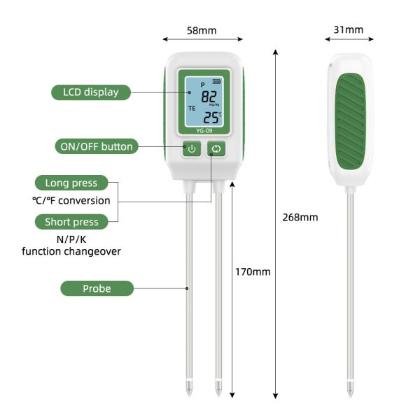 Plastic YIERYI YG-09 Soil Fertility Meter / Npk Soil Tester Lightweight