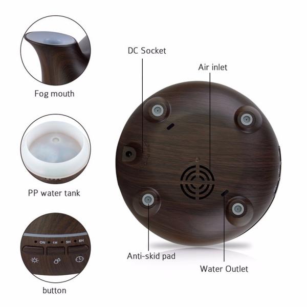 Ultrasonic 500ml Wood Grain Diffuser With Flower Arrangement Tank