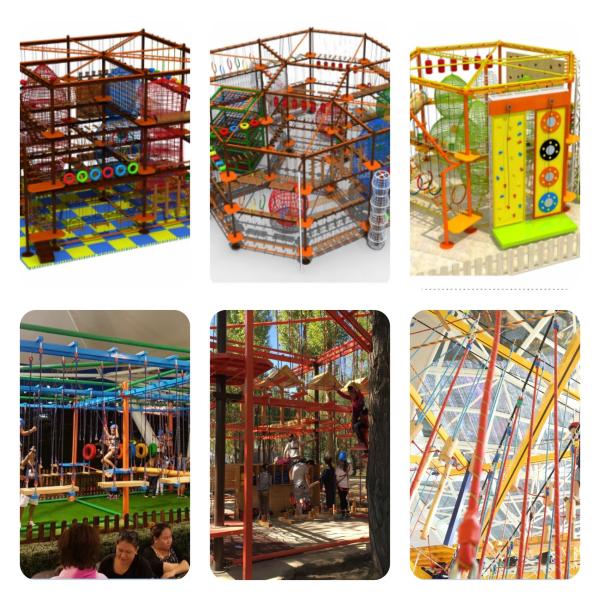 New Style Amusement Park Indoor and Outdoor Adventure Rope Course with Clambing Wall
