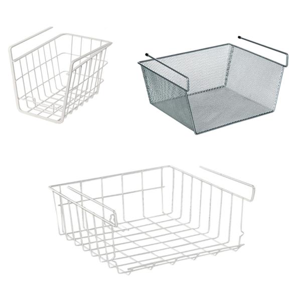 Under Cabinet Hanging Shelf Wire Basket Organizer For Cabinet Extra Storage Space