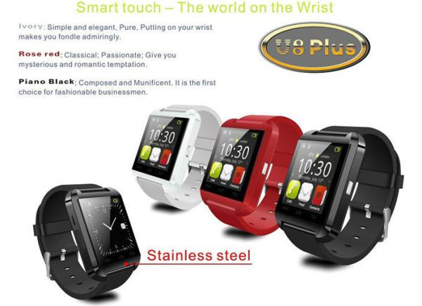 Quality Bluetooth 4.0 Android IOS support u8 plus smart watch , waterproof smart watch phone for sale