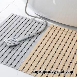 Wholesale Crossed Strips Non Skid PVC Floor Mat Rug For Shower Room 45CM*75CM Grey Tan from china suppliers