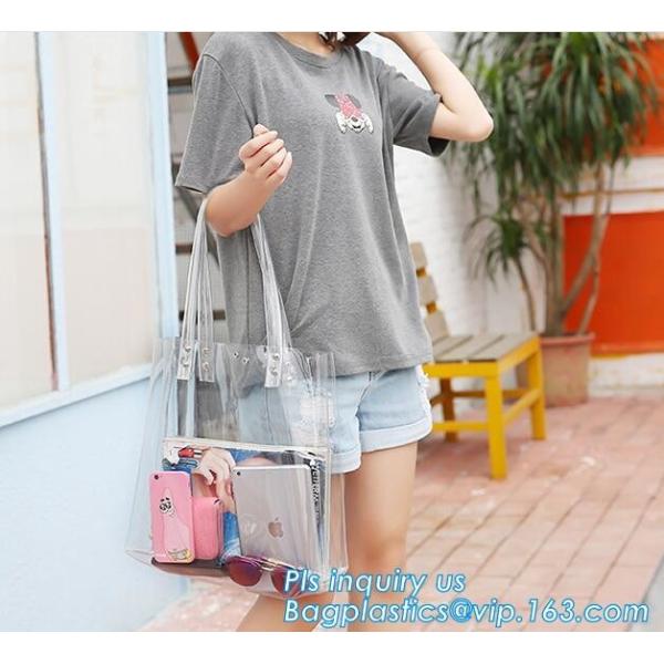 PVC Clear Glitter Chain Shoulder Bag, PVC Shoulder Plastic Beach Bag, clear pvc gift handbags, shoulder beach pvc bags