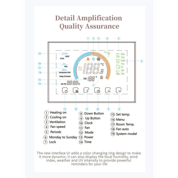 Tuya Alexa And Google Home Wi-Fi Room Smart Wireless Thermostat With Touchscreen Color Display