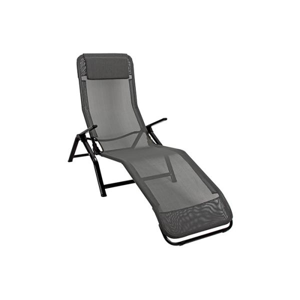 Textilene Reclining Foldable Sun Lounger With Pillow Rust Resistant