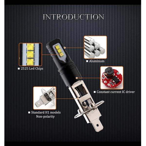 H1 H3 2525 6SMD 600lm Nonpolarity LED Fog Light Bulbs